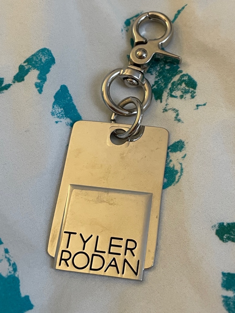 New Tyler Rodan Silver Heavyweight Metal Logo Tag Keychain